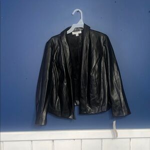 Shelby & Palmer NWT black faux leather blazer / jacket sz L
